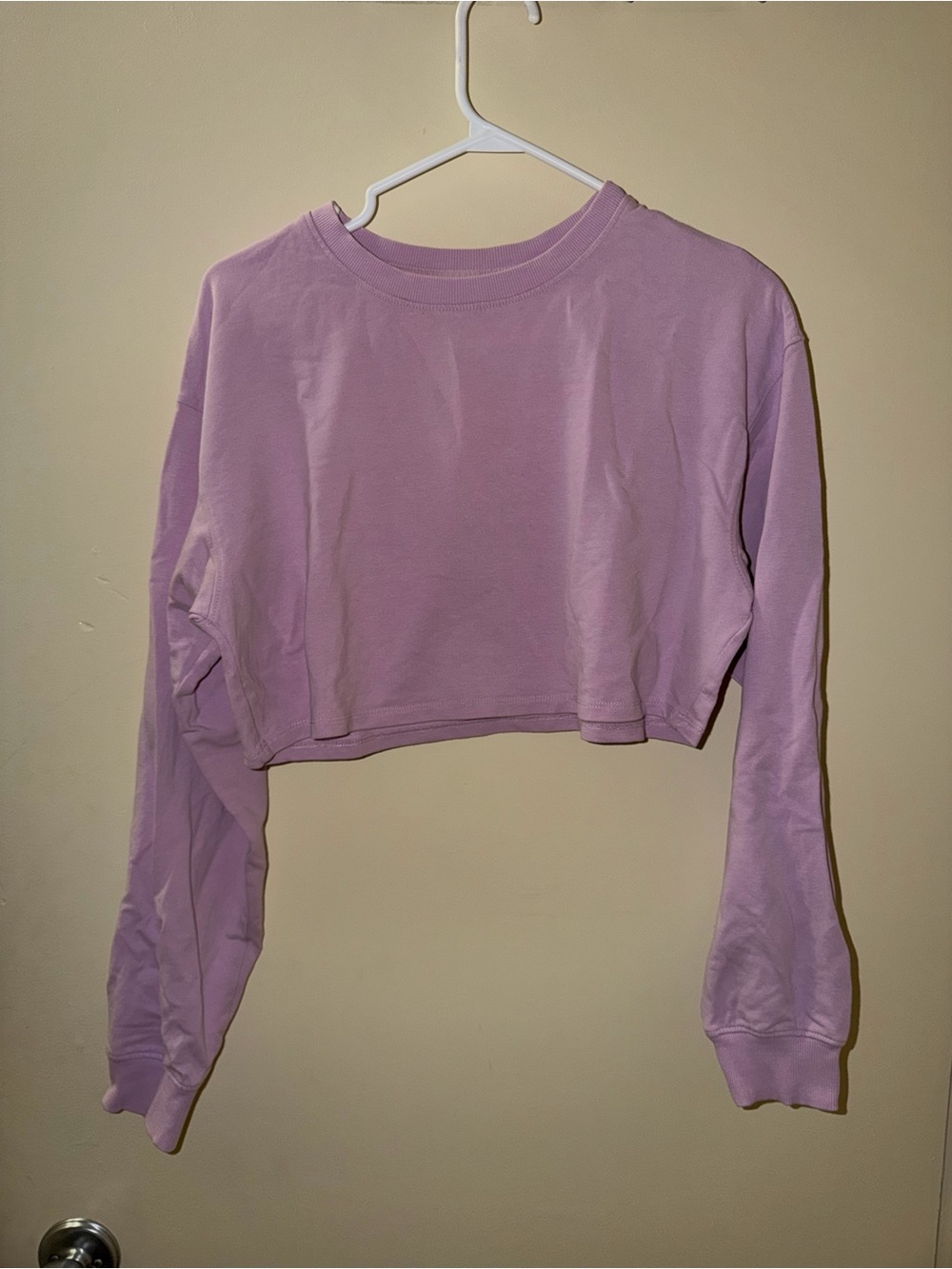 Bershka Lilac Cropped Long-Sleeve Top